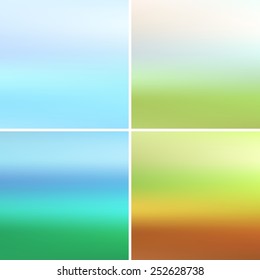 Blurred backgrounds set. Four seasons - winter, spring, summer, autumn