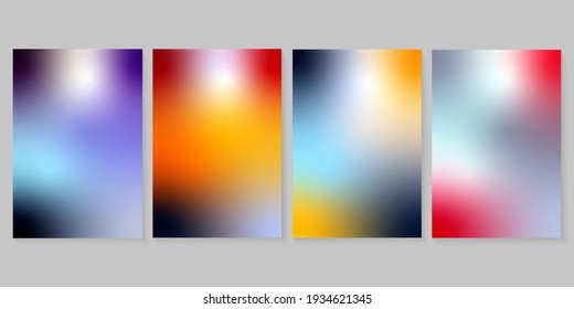 Blurred backgrounds set with modern abstract blurred color gradient patterns. Templates collection for brochures, posters, banners, flyers and cards. Bright trendy  backgrounds. Vector illustration