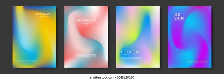 Blurred backgrounds set with modern abstract blurred color gradient patterns. Templates collection for brochures, posters, banners, flyers and cards. Vector illustration