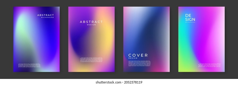 Blurred backgrounds set with modern abstract blurred color gradient patterns on white. Smooth templates collection for brochures, posters, banners, flyers and cards. Vector illustration