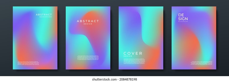 Blurred backgrounds set with modern abstract blurred color gradient patterns. Smooth templates collection for brochures, posters, banners, flyers and cards. Vector illustration.