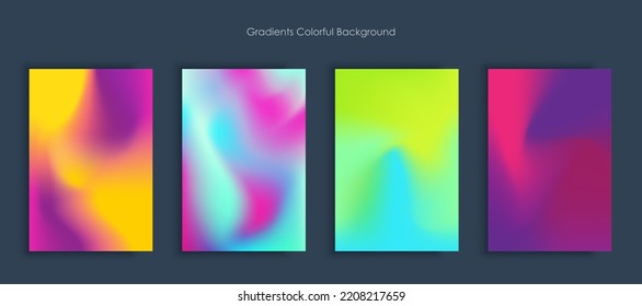 Blurred backgrounds set with modern abstract blurred light color gradient patterns. Smooth templates collection for brochures, posters, banners, flyers and cards