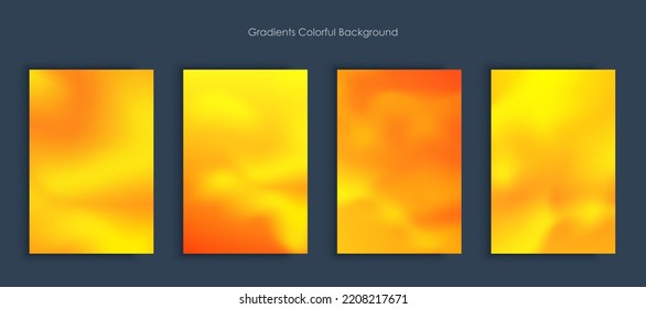 Blurred backgrounds set with modern abstract blurred light color gradient patterns. Smooth templates collection for brochures, posters, banners, flyers and cards