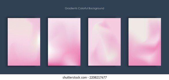 Blurred backgrounds set with modern abstract blurred light color gradient patterns. Smooth templates collection for brochures, posters, banners, flyers and cards