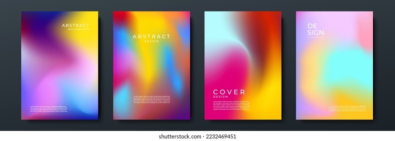 Blurred backgrounds set with modern abstract blurred color gradient patterns on white. Smooth templates collection for brochures, posters, banners, flyers and cards. Vector illustration.