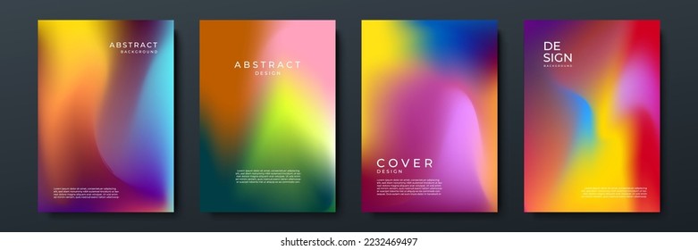 Blurred backgrounds set with modern abstract blurred color gradient patterns on white. Smooth templates collection for brochures, posters, banners, flyers and cards. Vector illustration.