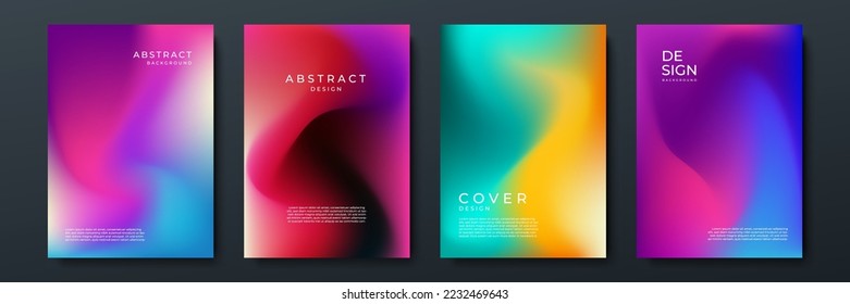 Blurred backgrounds set with modern abstract blurred color gradient patterns. Smooth templates collection for brochures, posters, banners, flyers and cards. Vector illustration.