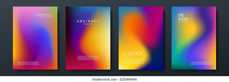 Blurred backgrounds set with modern abstract blurred color gradient patterns. Smooth templates collection for brochures, posters, banners, flyers and cards. Vector illustration.