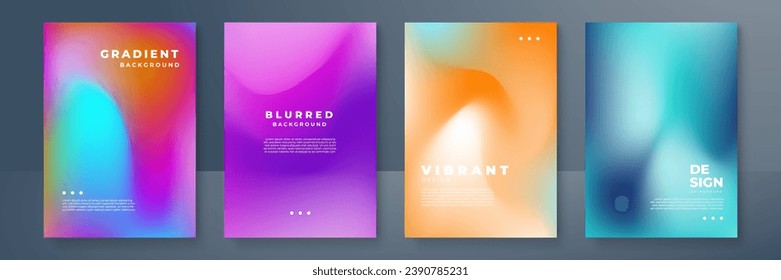 Blurred backgrounds set with modern abstract blurred color gradient patterns. Templates collection for brochures, posters, banners, flyers and cards. Vector illustration.