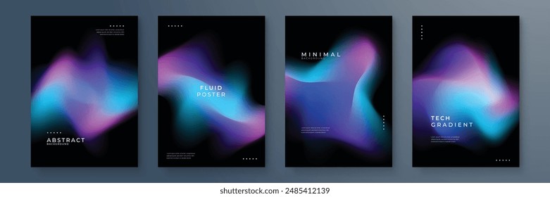 Blurred backgrounds set with modern abstract blurred color gradient patterns. Smooth templates collection for brochures, posters, banners, flyers and cards. Vector illustration.