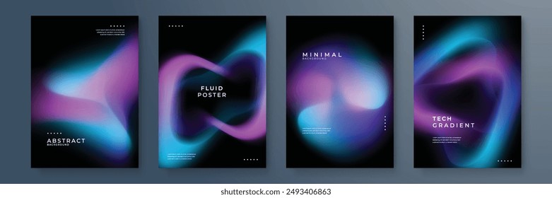 Blurred backgrounds set with modern abstract blurred color gradient patterns. Smooth templates collection for brochures, posters, banners, flyers and cards. Vector illustration.