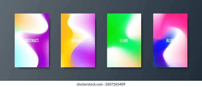 Blurred backgrounds set with modern abstract blurred color gradient patterns Smooth templates collection for covers posters banners and cards