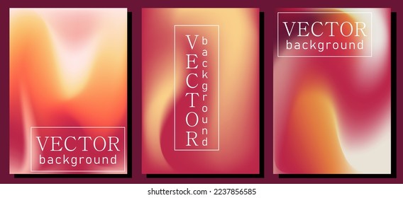 Blurred backgrounds set with modern viva magenta color gradient patterns. Templates collection for brochures, posters, banners, flyers and cards. Vector illustration