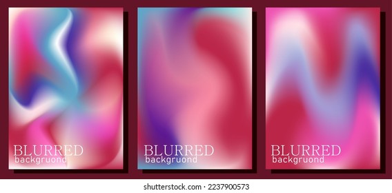 Blurred backgrounds set with modern viva magenta color gradient patterns. Templates collection for brochures, posters, banners, flyers and cards. Vector illustration