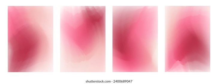 Blurred backgrounds with soft red and pink color gradients. Set of defocused backgrounds for wedding invitations and Happy Valentine's Day holiday gre