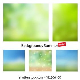 Blurred backgrounds for your projects. Summer vector gradient backgrounds. Set of summer abstract background with hints of color.