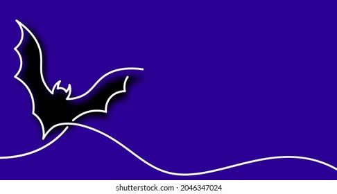 Blurred bat draw by single line. Vector illustration.