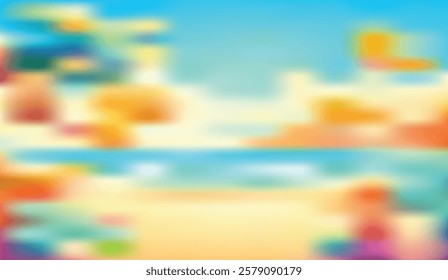 Blurred Beach Bliss, A Soft Focus Abstract of Sunny Shores, Gentle Waves, and Warm Hues, Evoking a Relaxing and Dreamy Coastal Vibe,