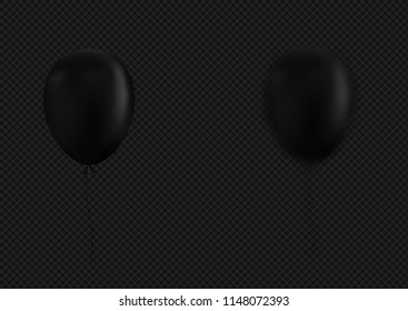 Blurred Black balloons isolated over black background. Vector illustration