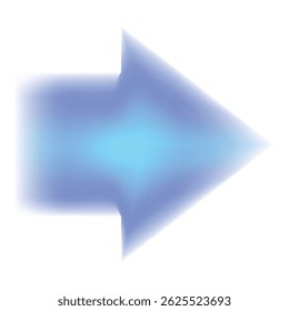 Blurred blue arrow is pointing to the right on a white background