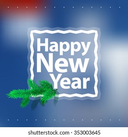 Blurred blue background. Winter background. Happy New Year. ?alm, official design.