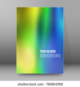Blurred blue green glowing background with rays lines light with space for your message. illustration for design presentation, brochure layout page, cover book or magazine