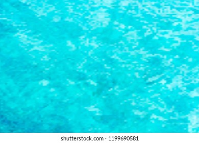 Blurred blue sea background, top view. Backdrop swimming pool with clean turquoise colors water. Blurry tropical ocean texture. Surface of wavy marine liquid, vector illustration, eps 10