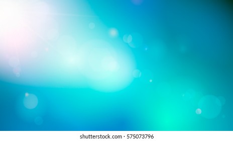 Blurred of a blue sky with sun ray background, soft light. Vector illustration