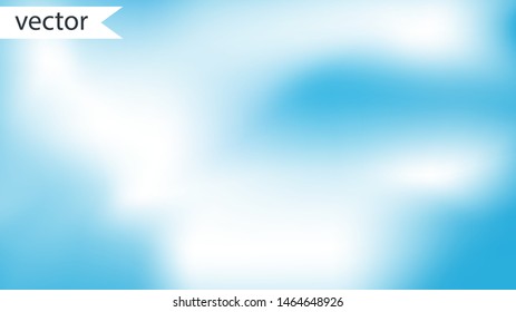 Blurred blue sky with white cloud abstract background. Gradient backdrop of wide format.