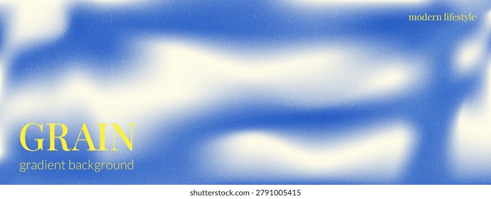 Blurred blue and white grain gradient. Fluid paint background with blur sand gradation. Liquid speckle noise navy soft organic template for presentation design. Vector blue gradient for y2k backdrop.