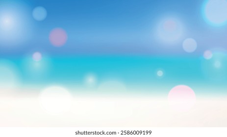 Blurred Bokeh Background in beach and sea colors. Hand drawn. Vector illustration