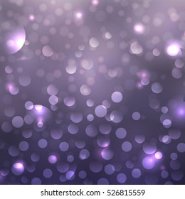 blurred bokeh background with soft lilac and pink colors. Holiday lights