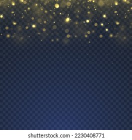 Polvo blanco y negro sobre fondo azul oscuro. Bokeh abstracto dorado oscuro. El brillo abstracto desenfocó estrellas y chispas parpadeantes. plantilla de vacaciones de Navidad y Año Nuevo. Ilustración vectorial.