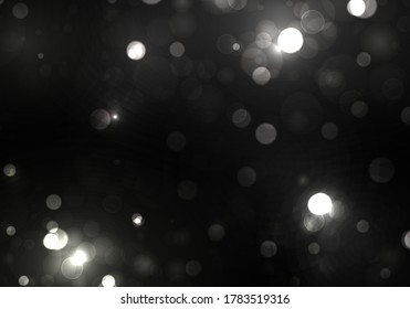 Luz de bokeh borrosa sobre fondo negro. plantilla de vacaciones de Navidad y Año Nuevo. Brillante plateado abstracto desenfocado estrellas y chispas parpadeantes. EPS vectorial 10