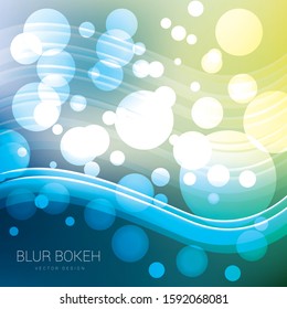 Blurred bokeh light on dark blue background. Christmas and New Year holidays template