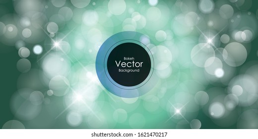 Blurred bokeh light on dark blue background. Christmas and New Year holidays template.