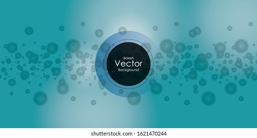 Blurred bokeh light on dark blue background. Christmas and New Year holidays template.