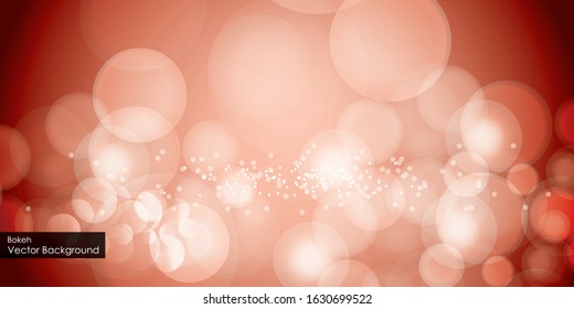 Blurred bokeh light on dark red background. Christmas and New Year holidays template.