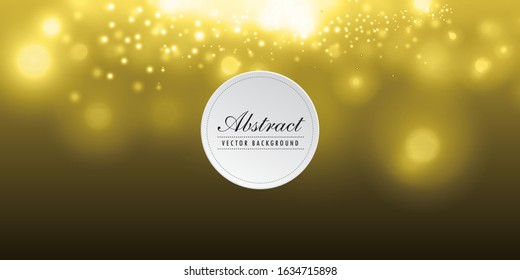 Blurred bokeh light on dark yellow background. Christmas and New Year holidays template.