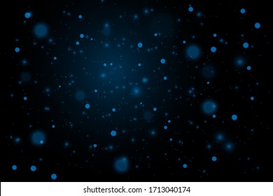 Blurred bokeh light on dark background. Christmas and New Year holidays template. Abstract glitter defocused blinking stars and sparks. EPS 10 Vector