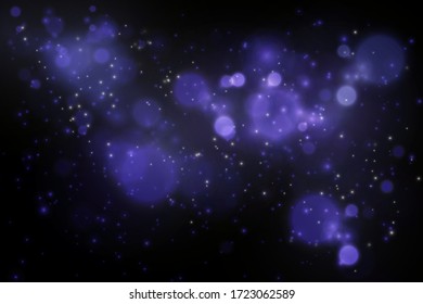 Luz de boquilla borrosa sobre fondo oscuro. Plantilla de vacaciones de Navidad y Año Nuevo. Brillante abstracto desenfocado estrellas y chispas parpadeantes. Vector EPS 10