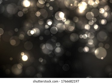unscharfes Bokeh-Licht auf dunkelschwarzem Hintergrund. Weihnachts- und Neujahrsvorschau Abstrakter Glitter entfokussiert blinkende Sterne und Funken. Vektor EPS10