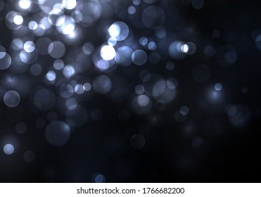 Luz de bokeh borrosa sobre fondo azul oscuro. plantilla de vacaciones de Navidad y Año Nuevo. El brillo abstracto desenfocó estrellas y chispas parpadeantes. EPS vectorial 10