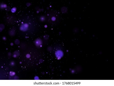 Blurred bokeh light on dark black tarnsparent background. Christmas and New Year holidays template. Abstract glitter defocused blinking stars and sparks. Vector EPS 10