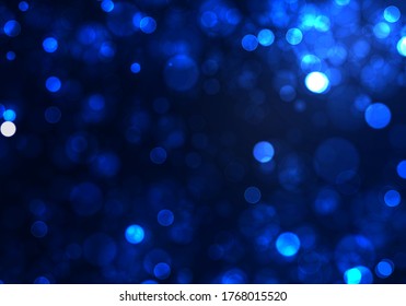 Luz de bokeh borrosa sobre fondo azul oscuro. plantilla de vacaciones de Navidad y Año Nuevo. El brillo abstracto desenfocó estrellas y chispas parpadeantes. EPS vectorial 10
