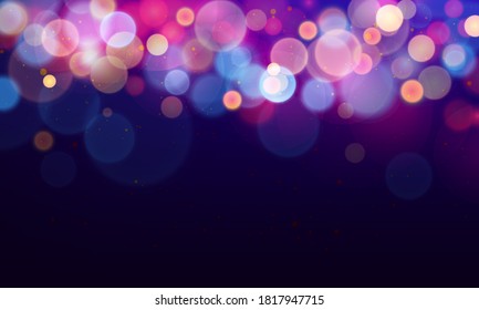 Lumière flou flou sur fond bleu foncé. Image Vectorielle Premium. Des étoiles qui clignotent, des étincelles.
