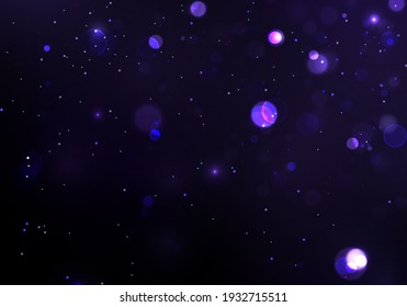 unscharfes Bokeh-Licht auf dunklem Hintergrund. Abstrakter Glitter entfokussiert blinkende Sterne und Funken.