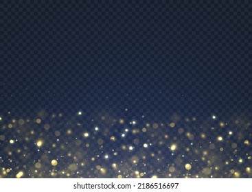 Luz de bokeh borrosa sobre fondo azul oscuro. El oro brillante de la noche desenfocada resalta el abstracto de la luz. Celebrando las chispas de bokeh, el invierno celebra los fuegos artificiales con fondo borroso. Ilustración vectorial.