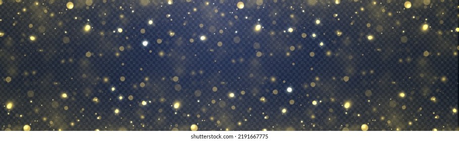 Luz de bokeh borrosa sobre fondo azul oscuro. El brillo abstracto desenfocó estrellas y chispas parpadeantes. plantilla de vacaciones de Navidad y Año Nuevo. Bokeh abstracto dorado oscuro. Ilustración vectorial.