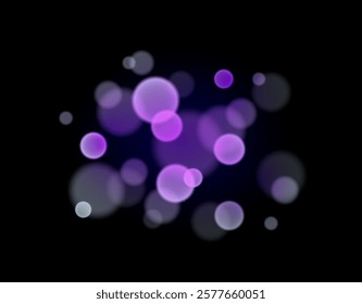 Blurred bokeh magic. Glowing dust and glittering backdrops for holidays and celebrations in violet color. Shine, glitter, sparkles, dust.